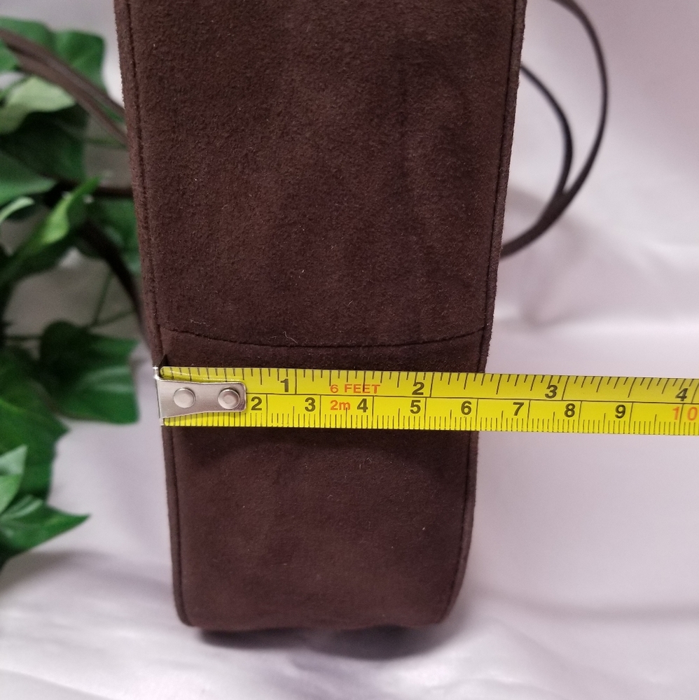 Henri Bendel RARE Vintage Brown Suede Swarovski Crystal Crossbody Made in Italy - Picture 15 of 15